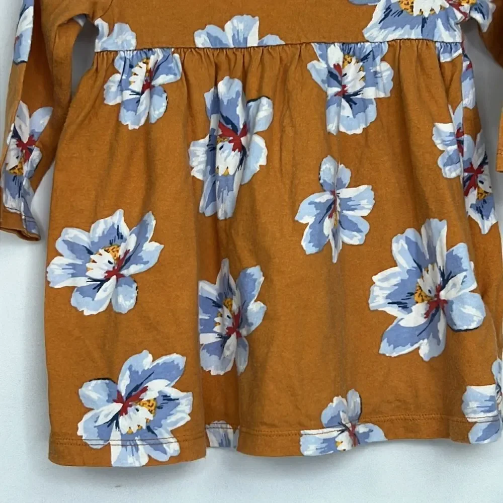Old Navy Fall brown and purple long sleeve floral knit dress size 6-12 m EUC